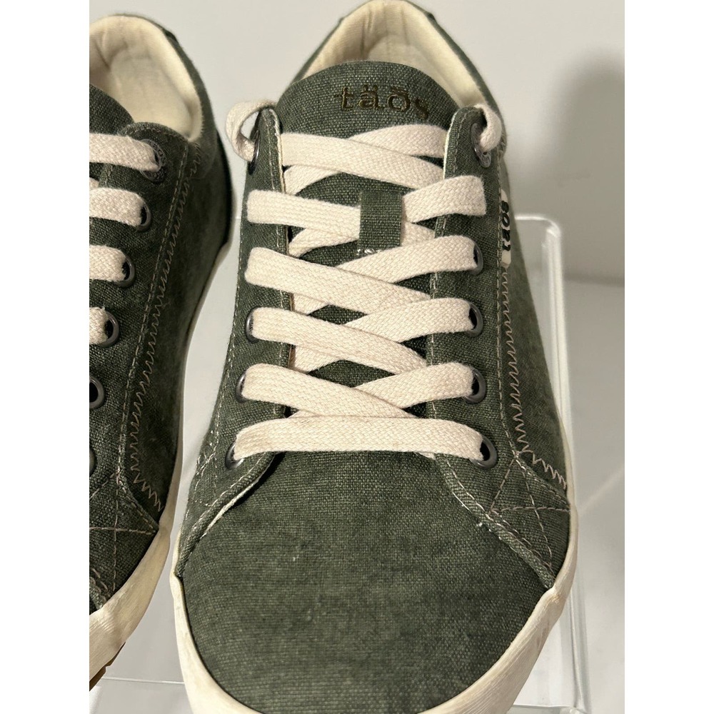 Taos Star Womens 9 Green White Shoes Sneakers Canvas Casual Lace Up Low Top - Picture 6 of 13